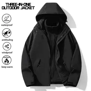 Men's Winter Windproof Waterproof 3-in-1 Jacket – Removable Hood, Versatile & Warm, Ideal for Outdoor Mountaineering & Hiking