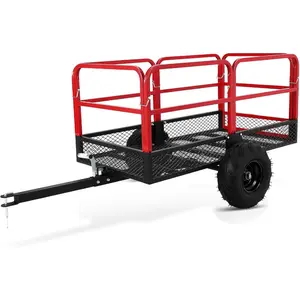 ATV Trailer Garden Dump Cart Tow Behind, 1500 LBS 22 Cubic Feet Heavy Duty Steel ATV Trailer Dump Cart, Pull Behind Yard Wagon Cart with 2 Wheels, Lawn Mower Cart for Lawn Mower Tractor, ATV, UTV