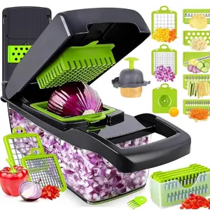 7-in-1 Vegetable Chopper Pro & Mandoline Slicer | Stainless Steel Blades | Onion, Potato & Salad Cutter | Easy Clean, Dishwasher Safe | Safe Kitchen Tool for Home & RV