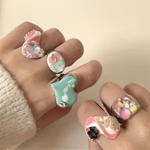Retro Sweet and Cool Enamel Drop Ring