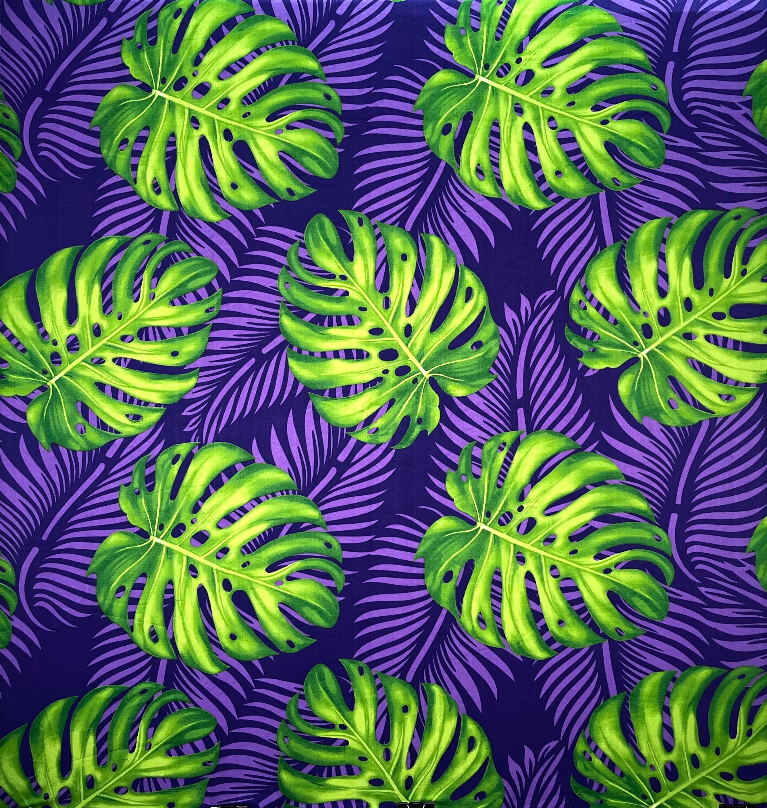 Monstera Dypsis Lutescens Pattern Peachskin Fabric, Islands-Themed Unique Pattern Textile for Sewing & Soft Furnishings, Upholstery, 36 Inches (Yard Cut)