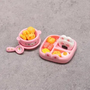 Hot Sale Mini Cartoon Simulation Bento Little Rice Vegetable Roll Miniature Food Set Model Homemaking Lovely Accessories Miniature Cooking Set