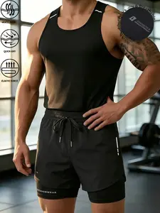 Men's 2-in-1 Workout Set: Quick-Dry Breathable Tank Top + Compression Liner Shorts, Multi-Wear Athleisure Outfit for Gym Training, Streetwear, Hiking & Casual Daily