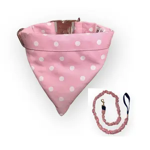 Pink and White Polkadot Tangle Free Dog Collar & Leash Set