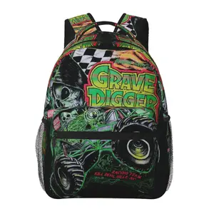 monster jam Bookbag Large Casual Travel Bag Padded Protection School Bag Gift for Young Adults