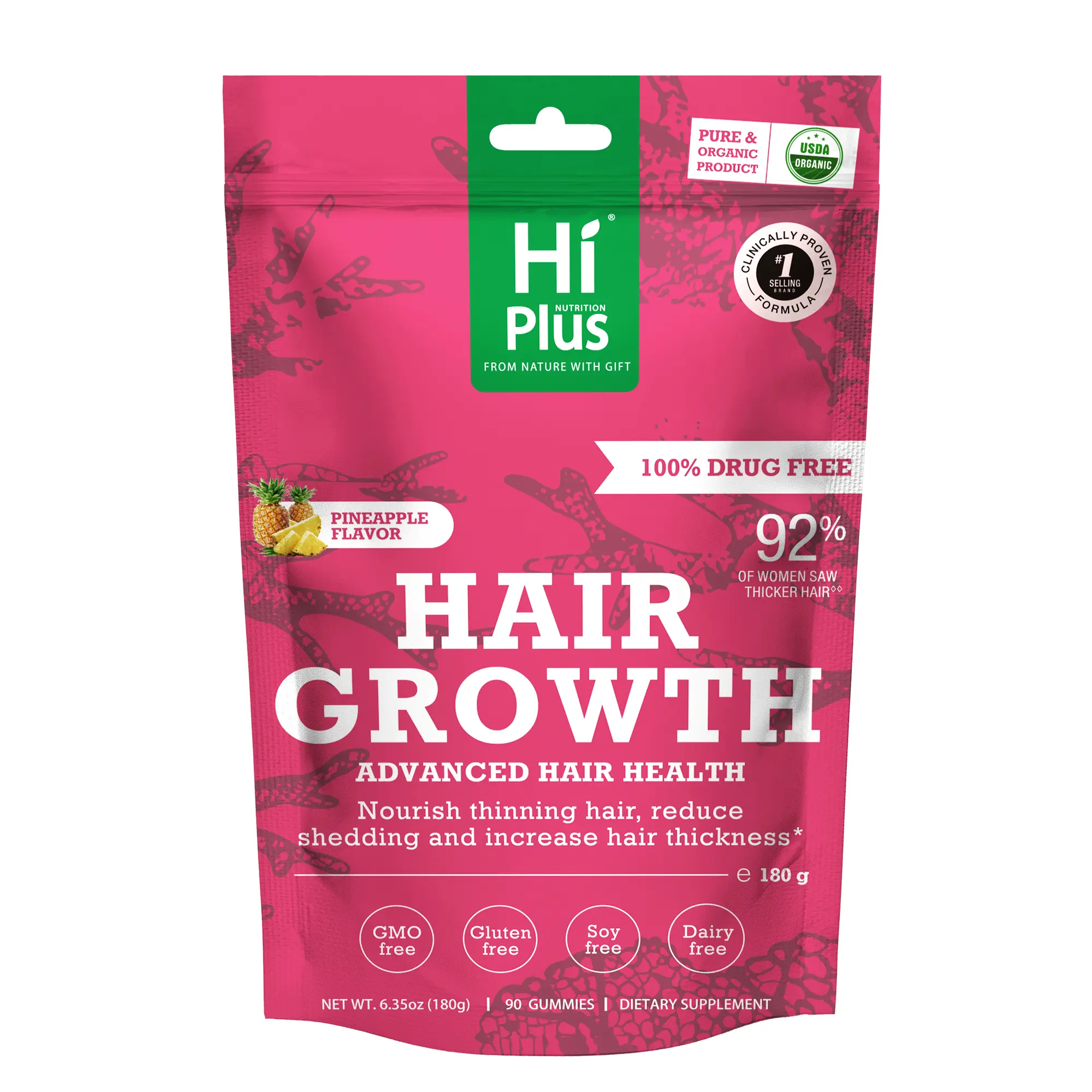HiPlus Hair Growth Accelerator – Beauty Vitamin Healthcare–For Thicker,Nourishes Thinning&Loss,With Proprietary Collagen Complex, Biotin, Clinically Proven for Visibly Thicker Hair and Scalp Coverage,Dermatologist Recommended 45-Day Supply Nutrient Rich