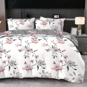 Shuya Magnolia Printed Floral Bedding Set 2-3PCE Polyester-Cotton Fabric Machine Washable 1-2 Standard Shams Included Minimalist Classic Design 66x90 80x90 90x90 104x90