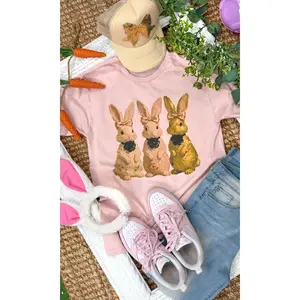 Brush Stroke Easter Bunnies Graphic T-Shirt