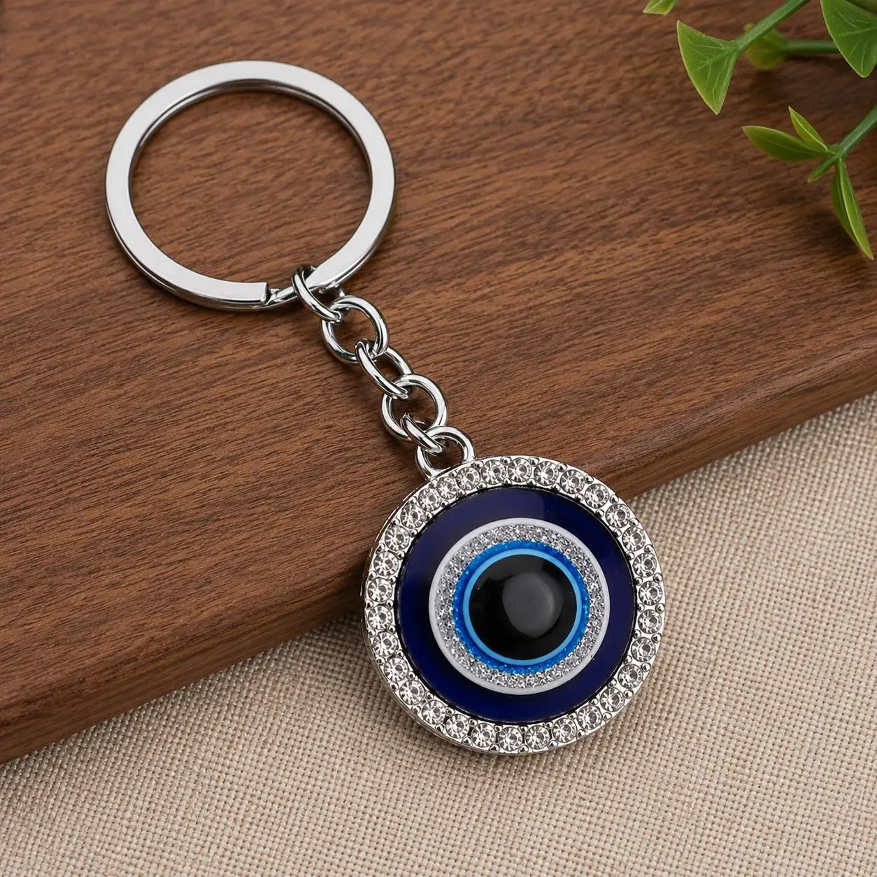Evil Eye Metal Keychain - Silver Tone