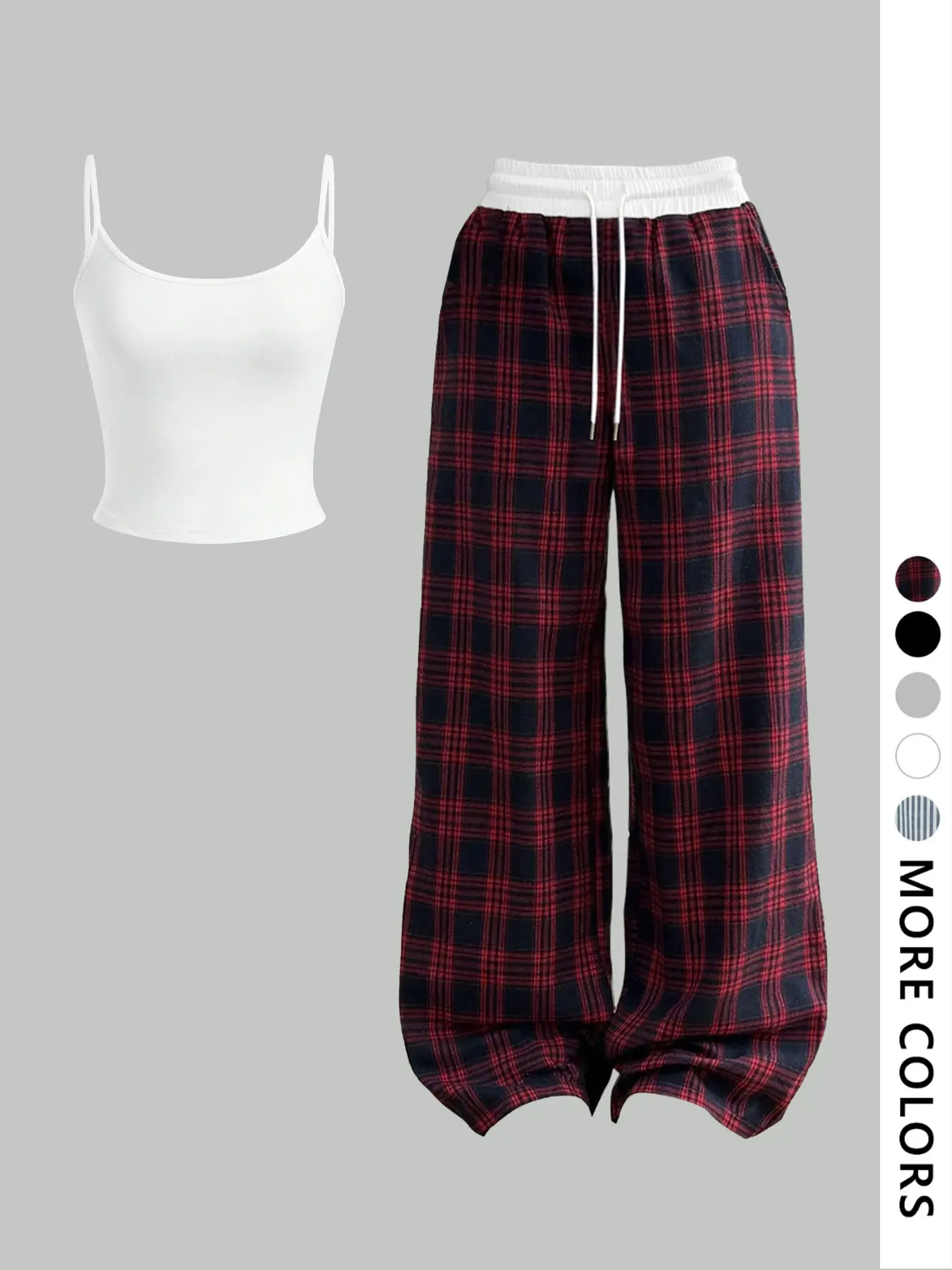 Stylish Slim Fit Short Sleeve Set with Irregular Checkered Pants, Women's Two Piece for Fashion Forward Looks, Perfect for Summer Wear,Airport Outfit