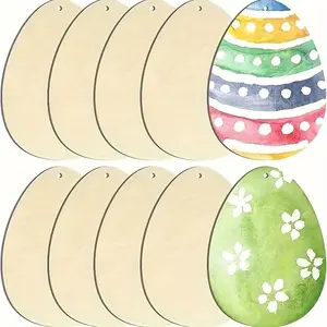 DIY Wooden Egg Pendants with Hollow Designs for Easter Decorations, Perfect for Family Gatherings and Painting Gifts