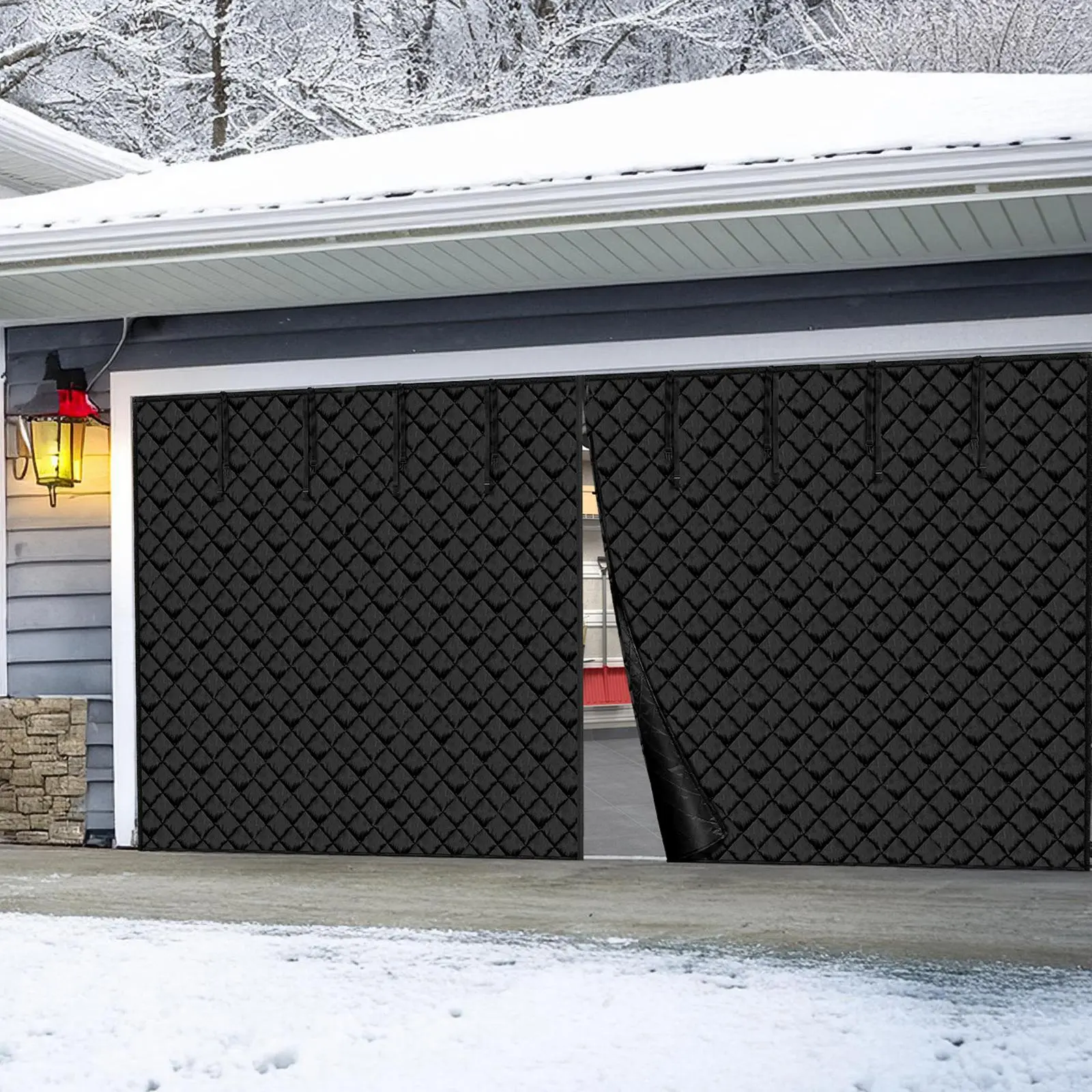 【summerfinds】VEVOR Garage Door Screen for Winter, 16x7FT, Garage Door Insulation Kit, Magnetic Thermal Insulated Door Curtain with 300D Oxford Fabric Heavy Duty Weighted Bottom, Easy Assembly for Garage Door