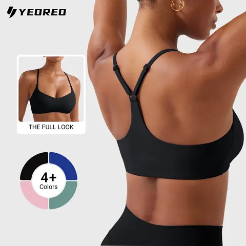 YEOREO Women's Adjustable Padded Sports Bra - Form-Fitting, Breathable Mesh, Paisley Print, Light Impact, S/V Neck, Soft Fabric, Y-Back/Hollow Racerback, Gym, Back-to-School Activewear Top, Gym Accessories, Daily Fit