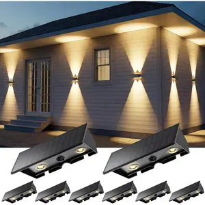8PACK Solar Sconce Lights Outdoor,3000/4000/6000K 3 Modes Up and Down Solar Wall Lights Dusk to Dawn Lighting IP65 Waterproof Solars Lights Outdoor for Exterior Front Porch Garage Fence Patio Yard