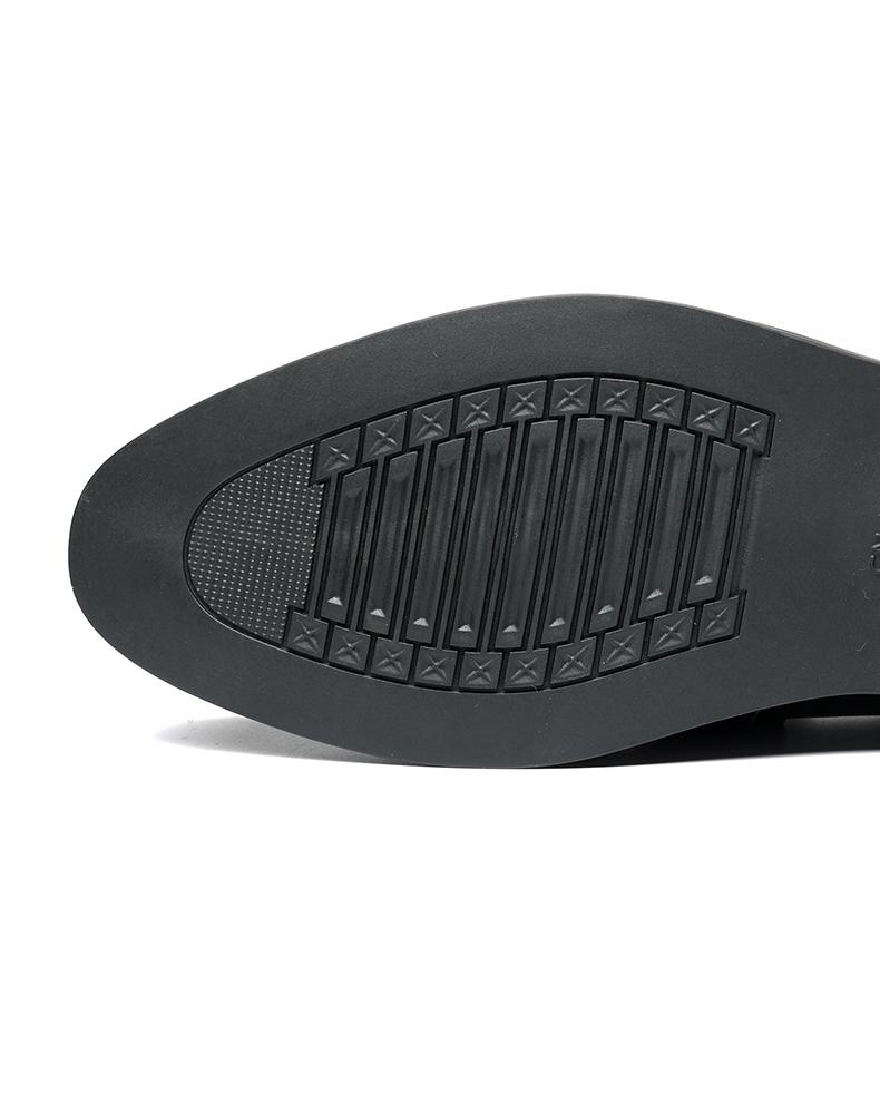 Men's Black Croc-Embossed Buckle Strap Loafers, Formal Slip-On Leather Shoes86392