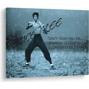 Pavaieics Canvas Framed Poster Prints for Bruce Lee Quotes Positive Wall Decor Inspirational Wall Art Fighting in the Rain Picture Sports Motivational Artwork Home Office Gym Decoration - 16x24 Inch