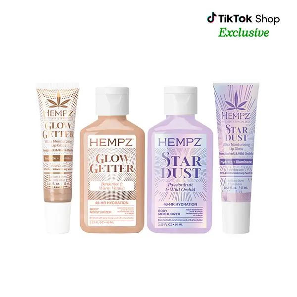 Hempz Exclusive Limited Edition Glow Getter & Star Dust Festival Mini Lotion & Lip Shimmer Bundle