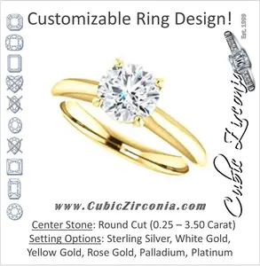 Cubic Zirconia Engagement Ring- The Ursula (Customizable Round Cut High-Set Solitaire)
