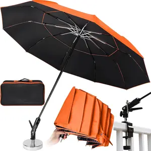 60" Folding HVAC Umbrella with Magnetic Base, Universal Clip Included, Reinforced Fiberglass, Wind-Resistnat, Portable Magnetic Umbrella, For HVAC and Outdoor Activities, 180°Adjustable,summervibes
