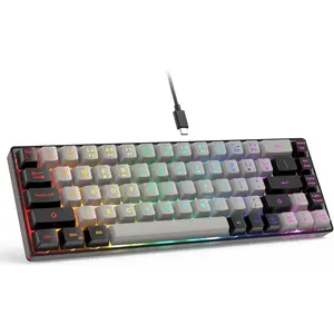 65% Gaming Keyboard, Wired Backlit Mini Keyboard, Ultra-Compact Anti-Ghosting No-Conflict 68  Membrane Gaming Wired Keyboard for PC Laptop Windows Gamer