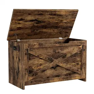 Garvee 76 cm Storage Chest, Wooden Storage Bench with Safety Hinge, Easy to Assemble, Large Shoe Bench for Entryway, Living Room, Bedroom