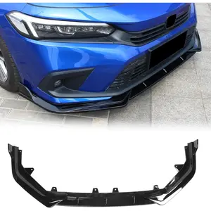 Front Bumper Lip Splitter Air Dam Chin Spoiler, Fits 2022-2024 Honda Civic 11th Gen Sedan & Hatchback, Gloss Black PP 3PCS Underbody Front Lip Spoiler Lower Guard Protector