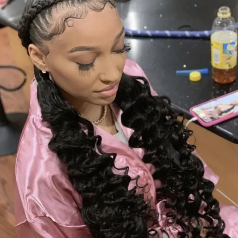 28 Inch Long Body Wavy Braid Wigs for Women, Gorgeous Fashion Fluffy Wigs with Baby Hair, Synthetic Braided Lace Wigs for Party, Daily Use, Knotless Braided Wig, Synthetic Fiber Wig, Synthetic Curly Wavy