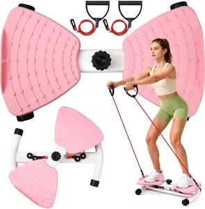 Waist Twister Machine with Resistance Bands - 300 lbs Weight Capacity, Non-Slip Twist Board, Noiseless Ab Twister Home Gym Equipment for Women/Men
