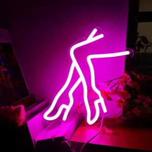 Lady Neon Sign for Wall Decor, women leg Neon Light for Man Cave, LED Pink Lady Light Up Sign Light for Preppy Room Bedroom Beer Bar Cafe Pub Neon Light Art Wall for Cinema Club, Neon Accent Lights