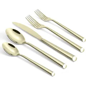Champagne  Silverware Set 18/10 Stainless Steel Flatware Set, Hand Forged Mirror Finished Thick Handle Cutlery Set, 20- Service for 4, Dishwasher Safe