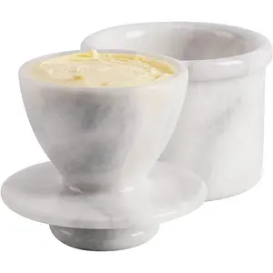 Elborse Marble Butter Keeper 4.25 Inches Handmade French Butter Holder For Kitchen Counter Decor Ideal Butter Crock For Counter With Water & Butter Crock For Kitchen