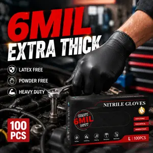 PROMEDIX P HEAVY DUTY 6 Mil Nitrile Gloves, 100 Count Disposable Gloves, Latex Free & Powder Free, Food Safe for Cleaning, Kitchen, BBQ and Daily Use, Industrial Grade Professional Grade Chemical Resistant Gloves