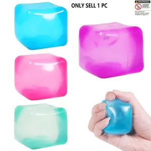Stress Cube Sensory Fidget Toys for Anxiety Stress Relief, Slow Rising Fidget Cube Squeeze Toys, Squishy Cube Filled with Thick Substance, Ice Cube Stress Balls for Adults Kids