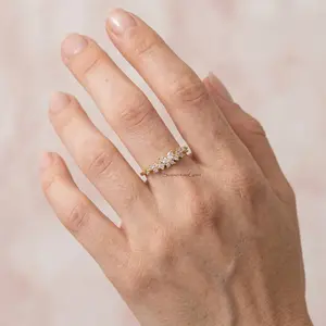 18K Gold Dipped CZ Pear Butterfly Pave Cluster Ring – Sparkly Statement Butterfly Ring for Women