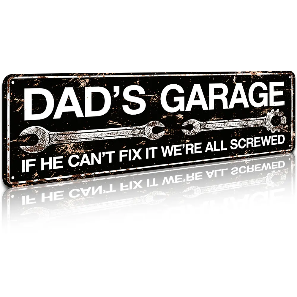 Funny Dad's Garage Aluminum Sign 4x16 Inch Vintage Novelty Street Sign Rustic Wall Decor for Home Farmhouse Garage Living Room,home decor wall art,Father's Day gift