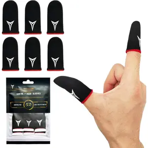 6 Pack Mobile Phone Gaming Finger Sleeves, Finger Sleeves Compatible with All Touchscreen Devices, 0.15mm Superconducting Nanofibers, Smooth Feel, Anti-Sweat, Extremely Thin, Red Edge