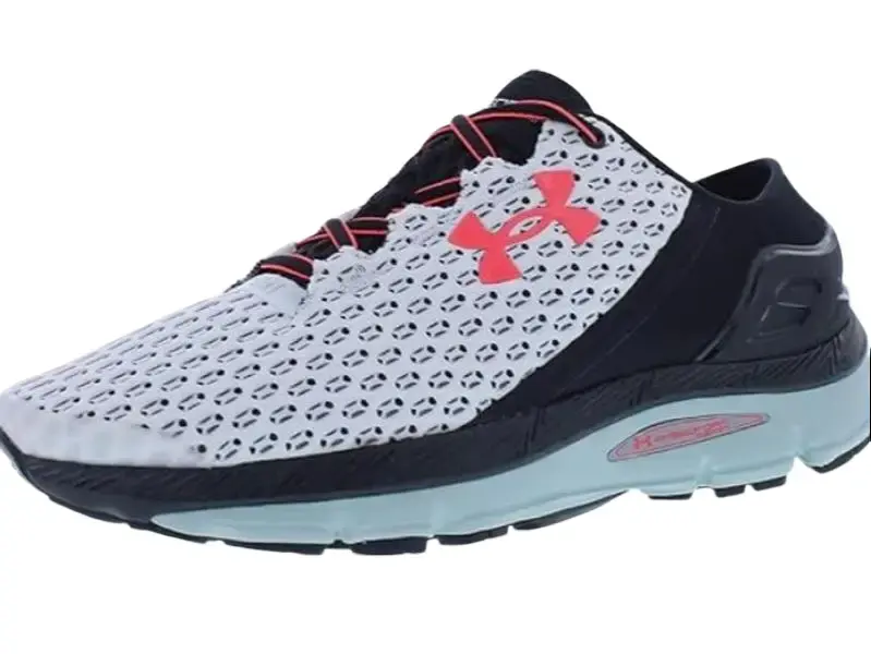 UNDER ARMOUR Men's Speedform Gemini Lace-Up Athletic Running Trainers, Breathable Mesh, Lightweight Charged Cushioned Support, UA Logo Branding, White/Blue, All-Season, No, Laces, Male, All Seasons