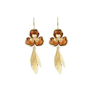GIGI ARIA EARRINGS 14K Gold Plated Dangle Flower Long Earrings for Women Maillard Jewelry