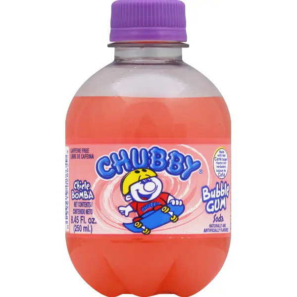 Chubby Sodas Bubble Gum Flavor 250ml Carbonated Soft Drink in Iconic Short-Rounded Plastic Bottle by SM Jaleel & Company