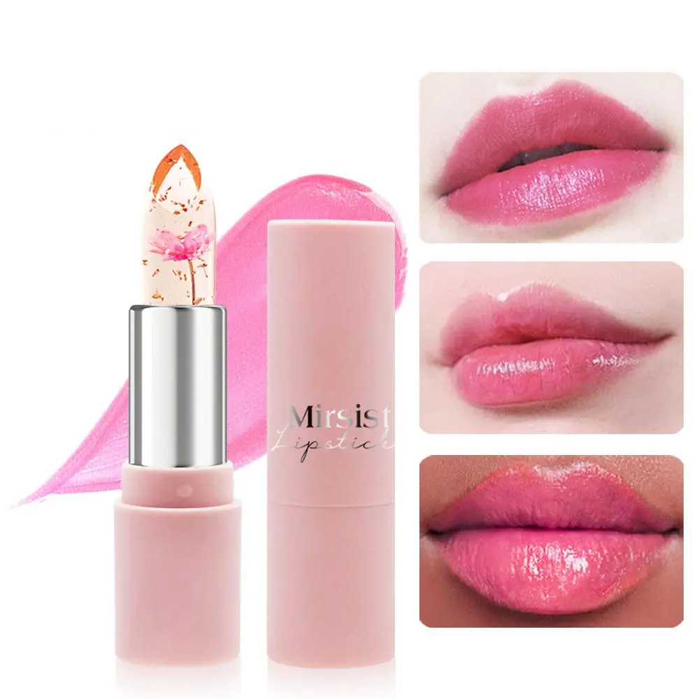 Crystal Flower Jelly Lipstick - Color-Changing Moisturizer with a Glossy Finish for Hydrating Lip Care, Long-Lasting & Non-Stick, Cosmetic, Keeps Lips Soft And Supple, Color-Changing Gloss Adds Shine, Smooth Jelly Glide Feels Gentle, Crystal Jelly Lipstic
