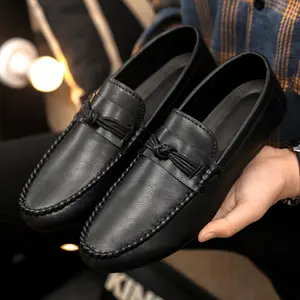 1 Pair Men'S Classic Moccasin Penny Loafers, Comfortable Non-Slip Slip-On Casual Shoes, All-Season Faux Footwear with Rubber Sole for Daily, Party, Street Wear - Round Toe Design Black Flat