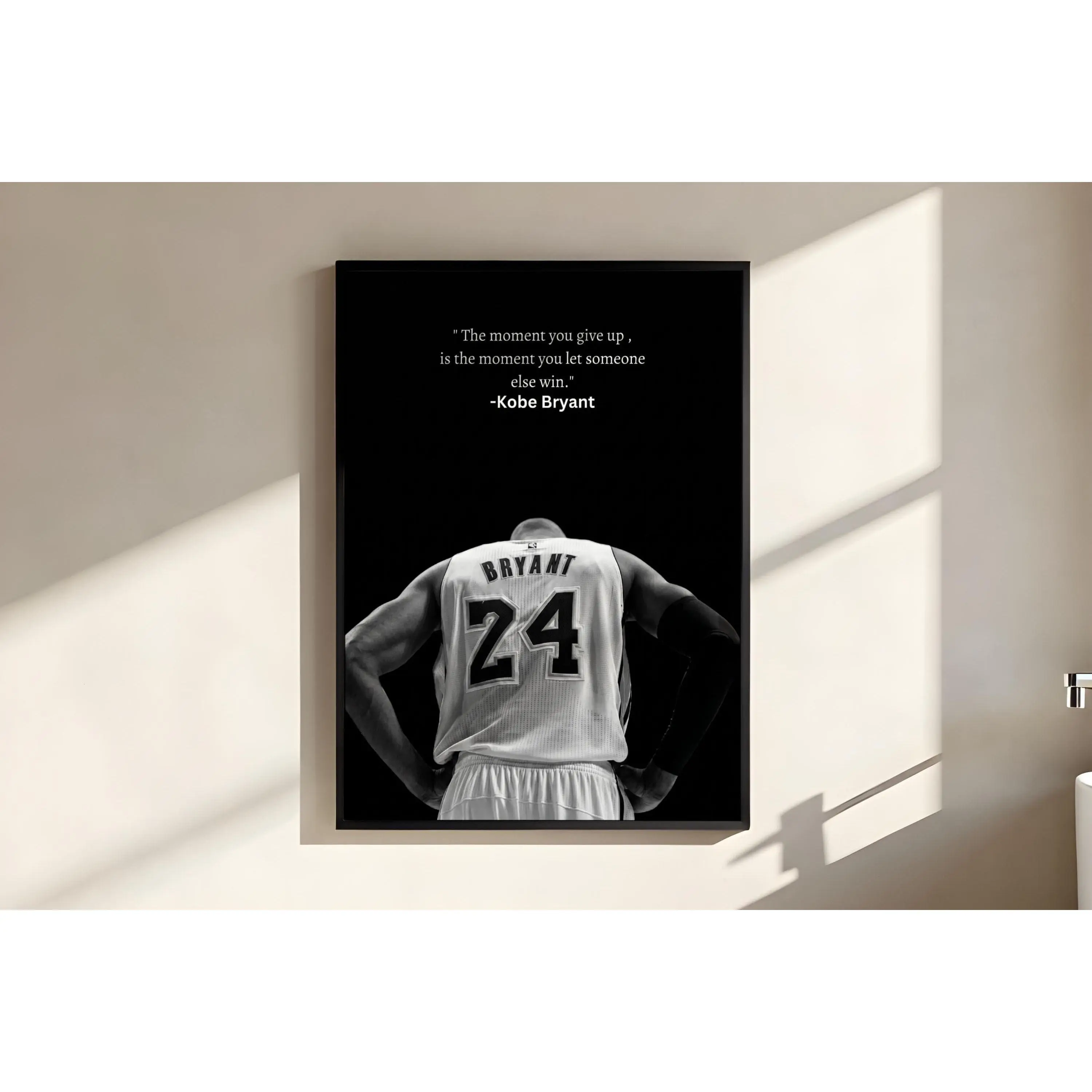 Kobe Bryant Poster – Mamba Mentality Quote Black & White Basketball Print Home Gym Sports Decor
