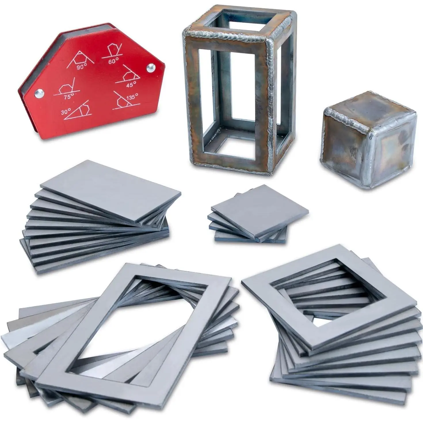 Welding Coupons, Welding Practice Kit, Made Of 11 Gauge Premium Mild Steel,3*3" 3*5", With Welding Magnet Suitable For Beginners, Welding Plate Kit For MIG, TIG Stick, Arc, Gas And Brazing