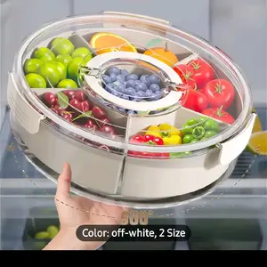 Rotating Snackle Box Container - Large Divided 360° Rotating Snackle Box Container with Lid & Handle, Modern Style, Durable Plastic, Ideal for Parties & Snack Organizers