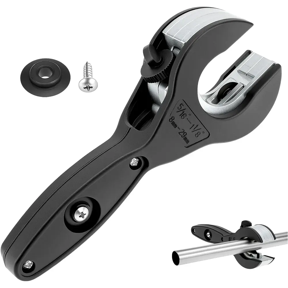 Ratcheting Pipe Cutter, 1-Hand Quick Cutting Hand Tool for 5/16"-1 1/8" Stainless Steel, Copper & Aluminum Pipes, Space-Saving Household Plumbing Tool
