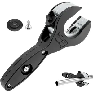 Ratchet Pipe Cutter, One-Hand Quick Cutting Tool for 5/16" - 1 1/8" Stainless Steel, Copper & Aluminum Pipes, Household Plumbing Tool