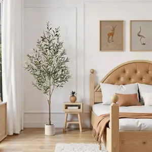 6FT Artificial Olive Tree – Realistic Faux Indoor Plant in Pot, Modern Home Decor for Living Room, Office & Bedroom