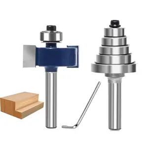 Trimming Milling Cutter Set 1/ 4inch Shank, 1/ 2inch Cutting Height, Trimming Milling Cutter with 5 Interchangeable Bearings, Suitable for Adjustable Multi-Depth Milling Cutter 3/ 8inch ,5/ 16inch ,1/ 4inch ,3/ 16inch ,1/ 16inch