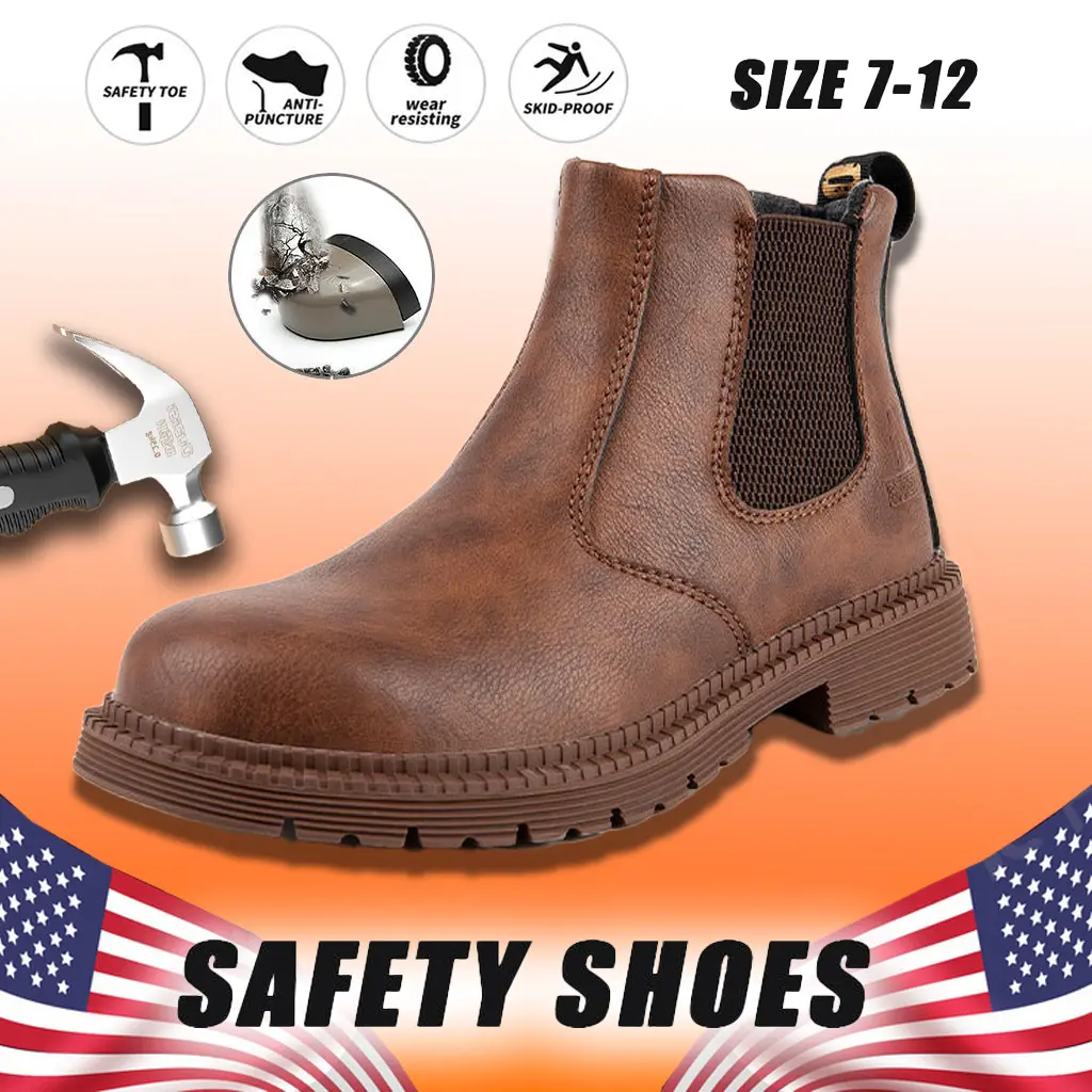 Flex Groove Safety Shoes Size 7-12 Splash-proof Smash-proof Puncture-proof Breathable for Landscaping Crews