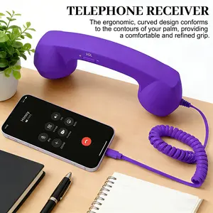 2026 New Retro Phone Handset for iPhone Type-C Wired Handset Landline Handle Receiver Ergonomic Design for Video Conferences Calls Meetings